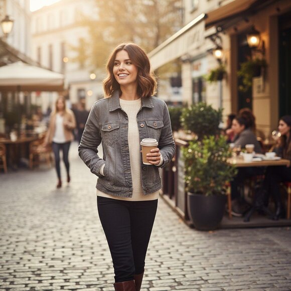 Vintage Veste Jean Jacob Connexion Femme Taille Small Bleu 100% Coton - Picture 1 of 8